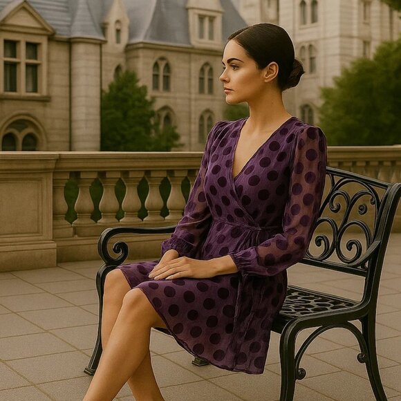 Betsey Johnson Velvet Wrap Mini Dress Velvet Whimsical Fall Winter Wedding Guest - Picture 9 of 9